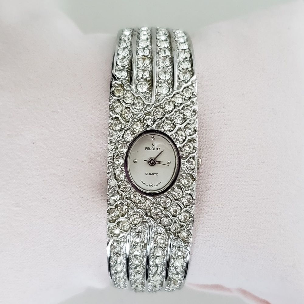 Peugeot Crystal Accented Cuff Bangle Women's Watch